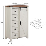 5 Drawers Dresser for Bedroom w Sliding Barn Door