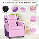 Kids Recliner, Gaming Recliner Chair w/Footrest, Headrest, Lumbar Support & Side Pockets