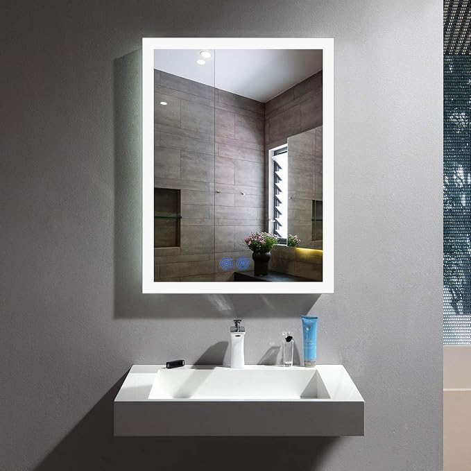 LED Bathroom Backlit Mirror, Dimmable Lighted Bathroom Vanity Mirror