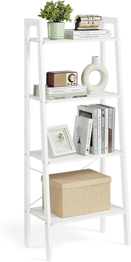 Ladder Shelf, 4-Tier Bookshelf, Storage Rack, Bookcase with Steel Frame, for Living Room