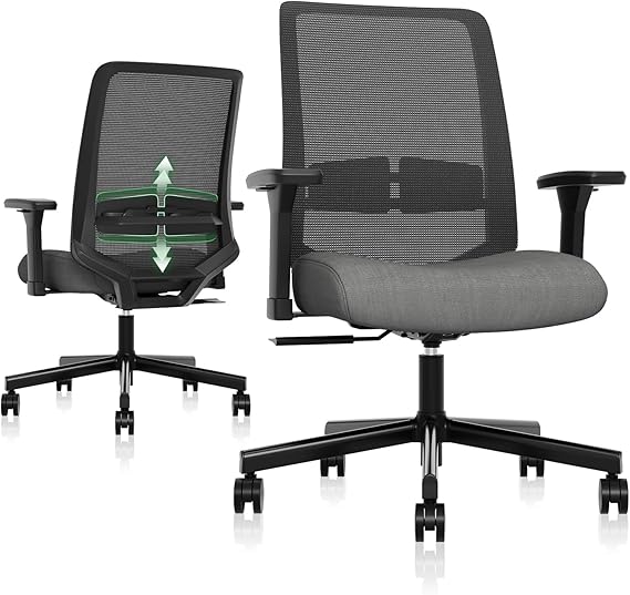 Ergonomic Office Chair with Wheels, Comfy Desk Chair, Study Task Chair