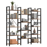 Wide 5 Tier Bookshelf, Shape Changeable Bookcases, Open Display Shelves, Modern Tall Bookcase Furniture for Bedroom, Living Room and Home Office, (5-Tier, Rustic Brown)