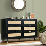 Rattan Dresser for Bedroom, 6 Drawer Rattan Dresser, Boho Dresser