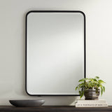 Wall Mirror Modern Black Iron Frame Beveled Glass 24" Wide Decor