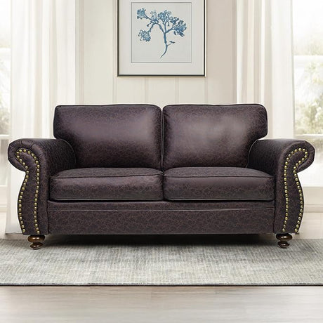 Couchus Mid-Century Vintage Sofa Couches with Rivet Design,loveseat Sofa