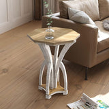 Rustic Nightstand, 2-Tier Farmhouse Bedside Table