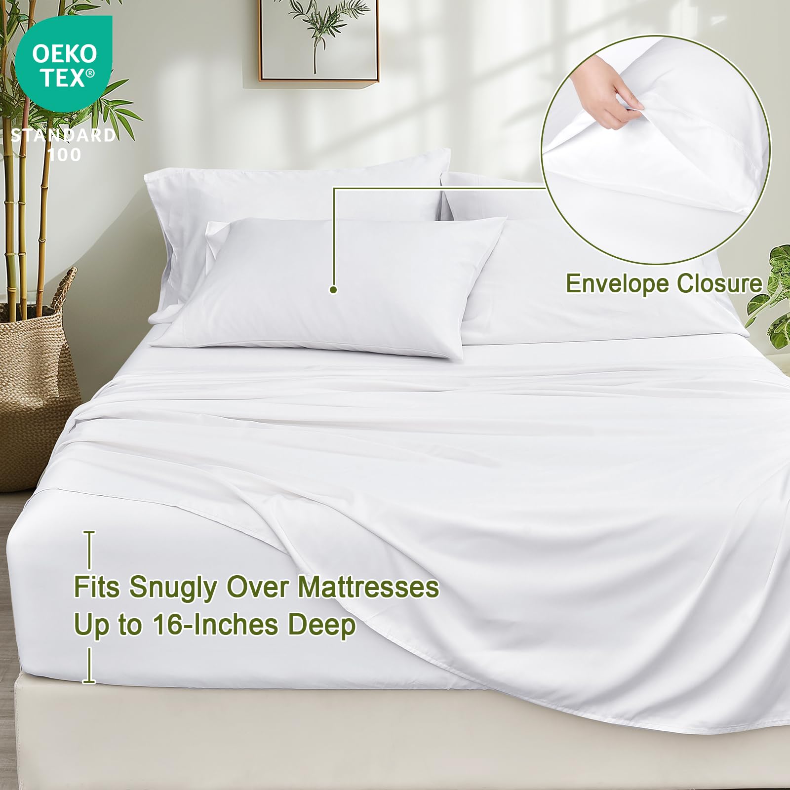 Cooling Sheets Set King Size 6 Piece - 100% Rayon Derived from Bamboo_Sheets - Wider