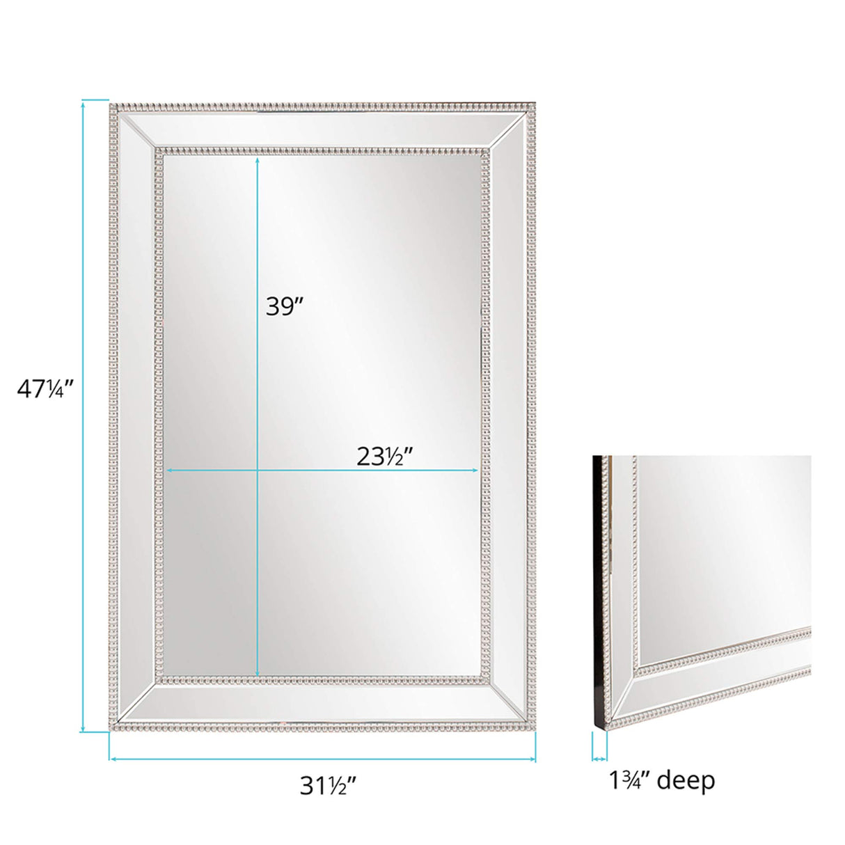 99183 Gemma Mirror Mirrored, 47"H x 31"W x 1"D