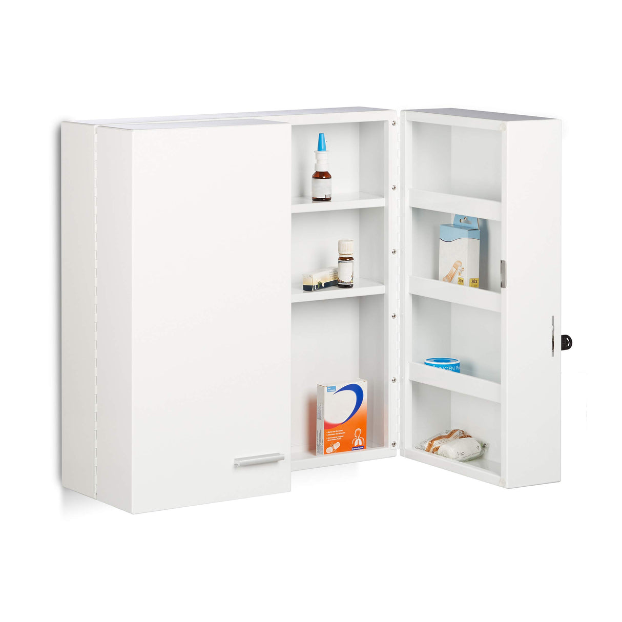 XXL Medicine Cabinet, Premium Locking w/ 2 Doors, 11 Compartments