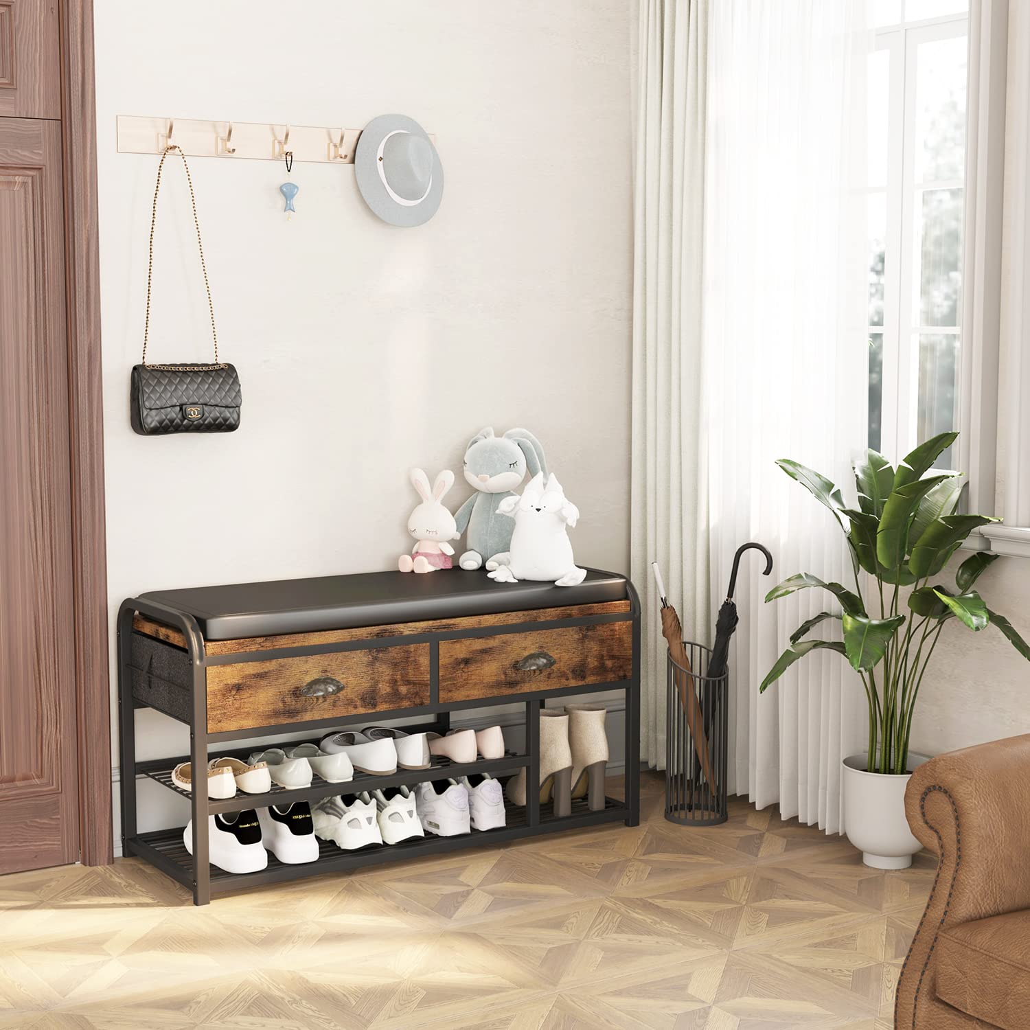 Shoe Bench, 3 Tier Entryway Bench, Shoe Storage Bench