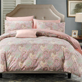 Luxury & Elegant Pink Boho Paisley Bedding 3-PCS Reversible Quilted Duvet Cover Set