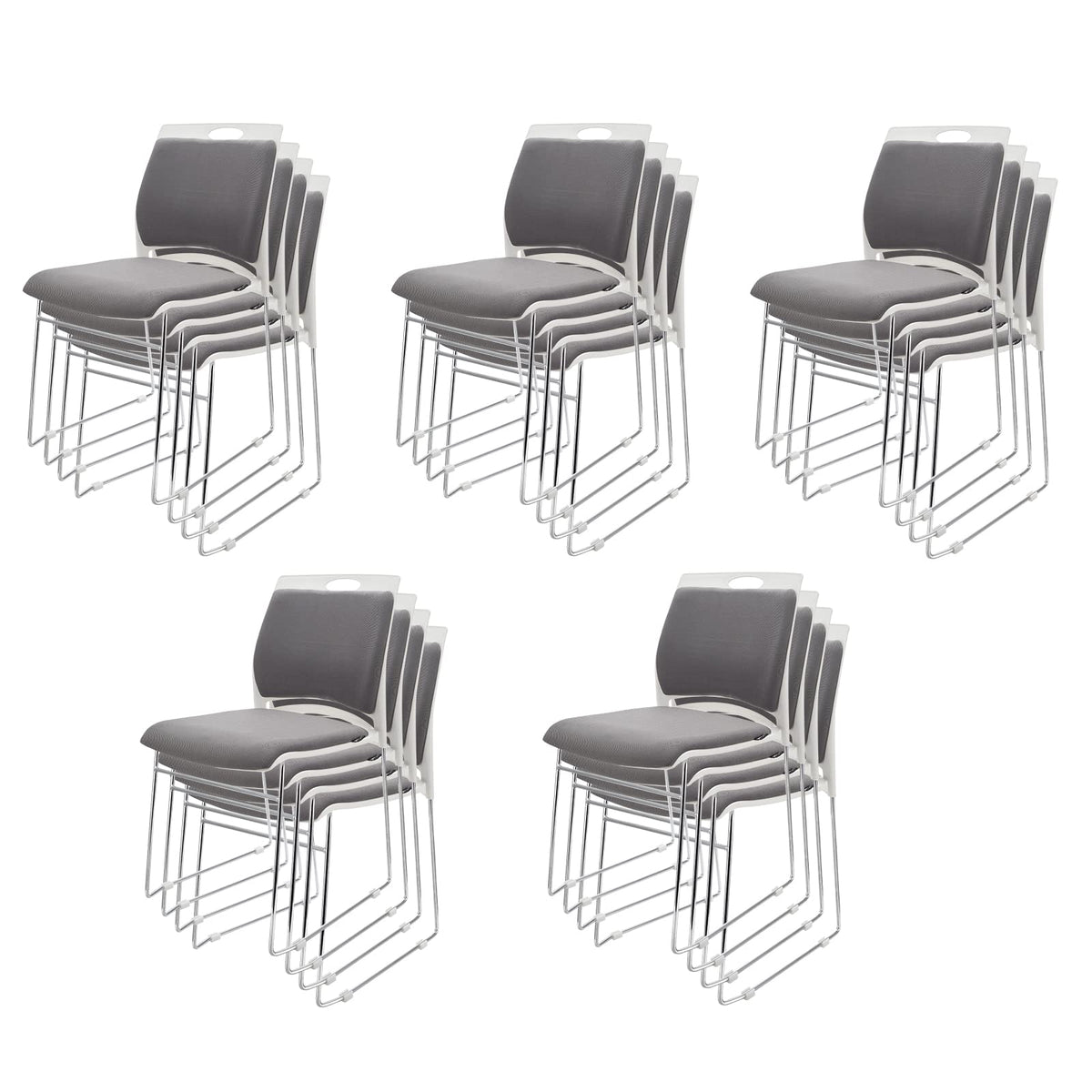 20 Pack Stacking Chairs 1102LB Capacity Home Office Guest Chair Set wi ...