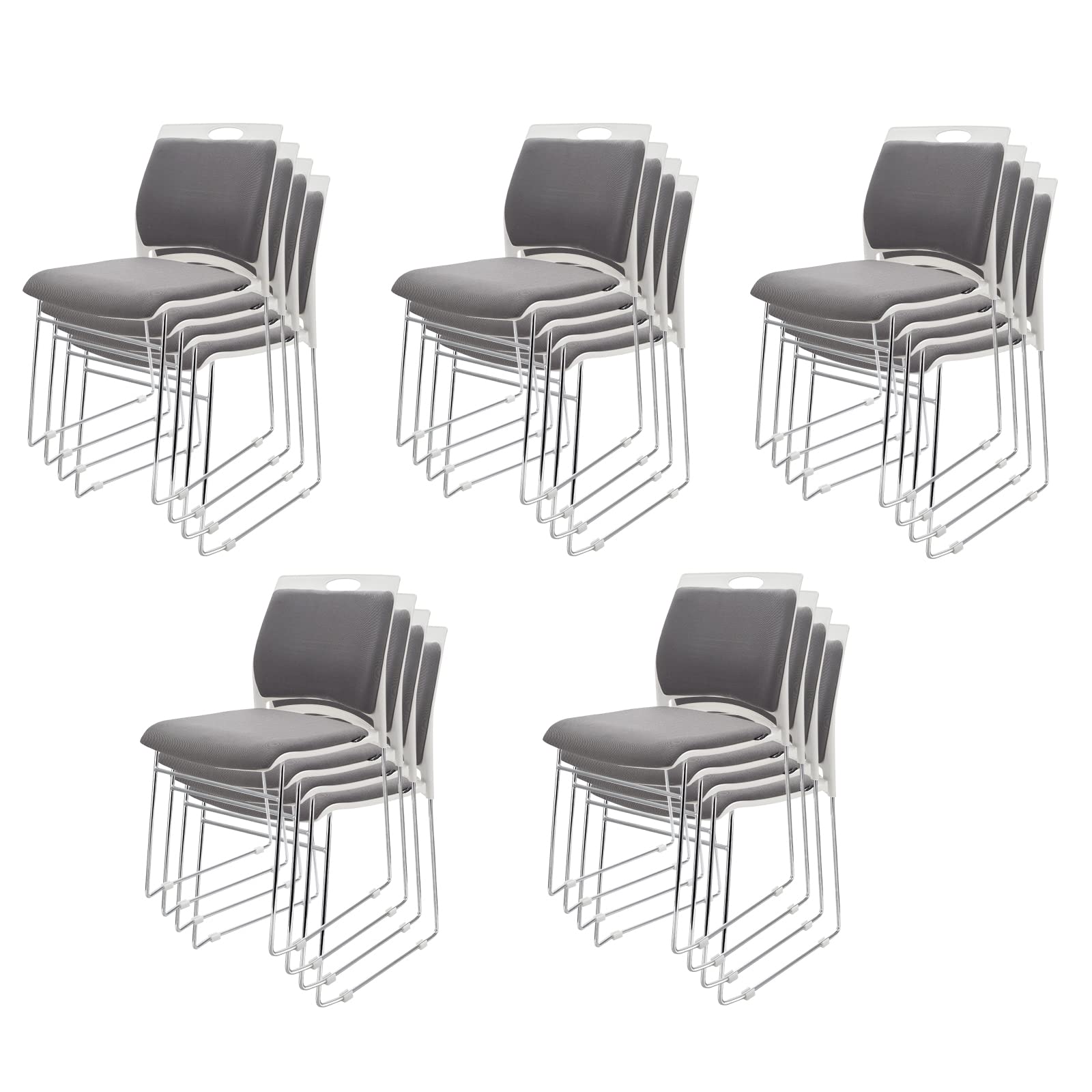 20 Pack Stacking Chairs 1102LB Capacity Home Office Guest Chair Set with Sled Base