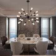 Sputnik Chandeliers Black, Modern 18-Light Farmhouse Pendant Light Mid