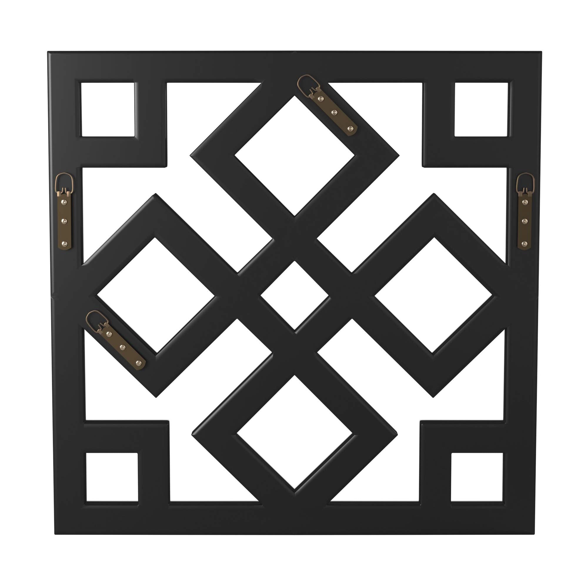 Moira Wall Mounted Interlocking Square Mirror with Geometric Shapes, Contemporary Decorative Bevelled Accent Piece for Entryway, Bathroom, Bedroom or Living Room, 20" x 20", Silver