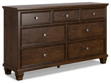 Danabrin Traditional 7 Drawer Dresser for Bedroom, Dark Brown