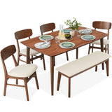 6-Piece Wooden Dining Set, Mid-Century Modern Table