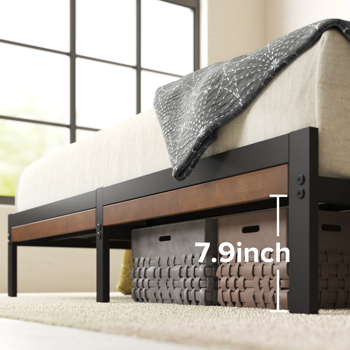 Kai Bamboo and Metal Platform Bed Frame with Headboard