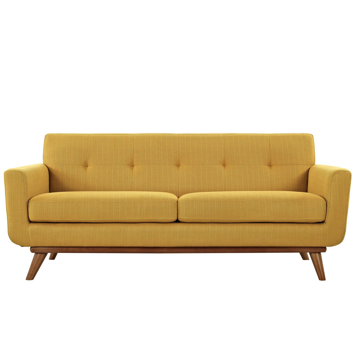 Engage Mid-Century Modern Upholstered Fabric Loveseat in Citrus