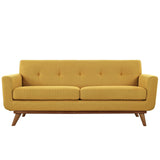 Engage Mid-Century Modern Upholstered Fabric Loveseat in Citrus