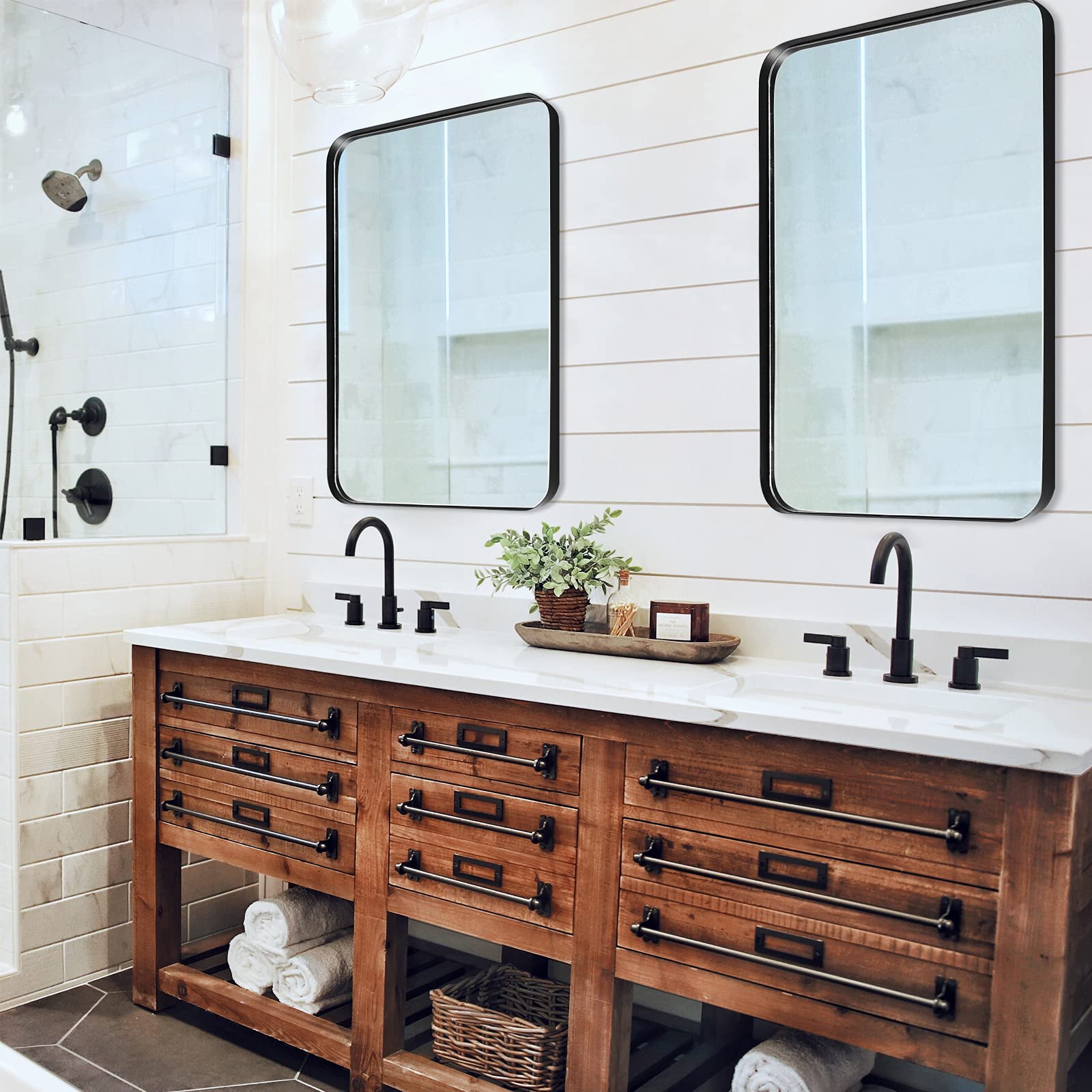 Bathroom Mirror for Wall,  Rectangle Metal Framed Wall Mirrors