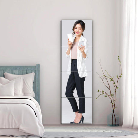 Full Length Mirror,Unbreakable Mirror for Wall,Full Body Mirror for Kids,Extra Thick 1/8",4Pcs 12"x12",Made of Frameless Plexiglass Acrylic Plastic,Wall Mounted for Home Gym,Bathroom,Door