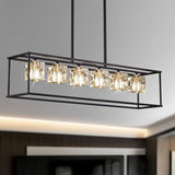 Semi Flush Mount Ceiling Light Fixture Modern 6 Lights Gold Crystal Chandelier,