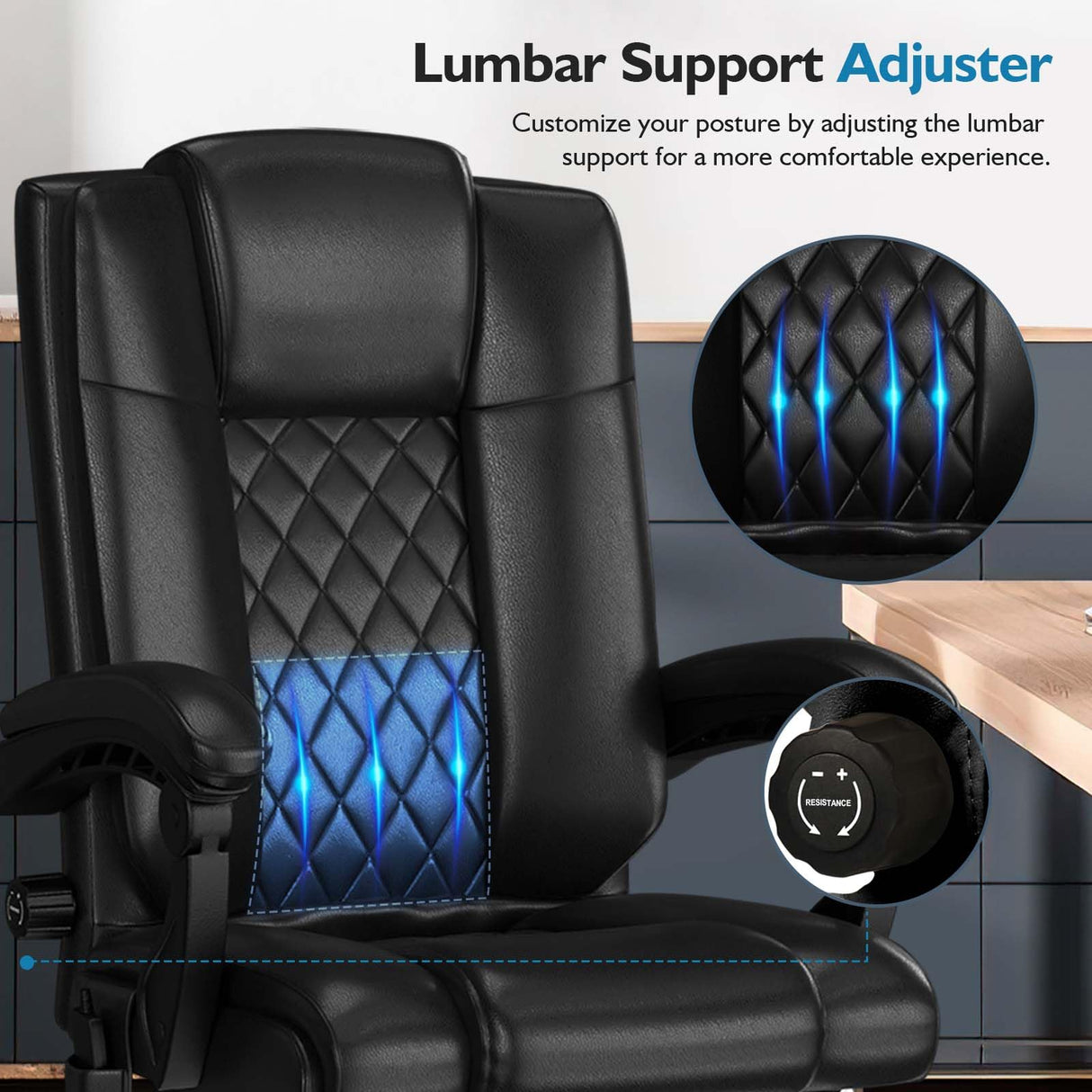 Massage Executive Office Chair with Footrest, Big and Tall Office Chair, Ergonomic PU