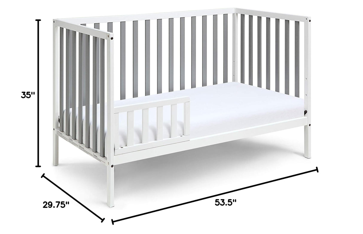 3-in-1 Convertible Crib, Easily Converts to Toddler Bed or Daybed, 3-Position Adjustable