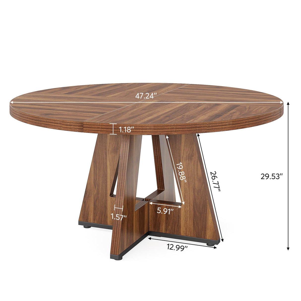 Round Dining Table Wood Kitchen Table for Dining Room Living Room, 47 inch Dining Room Tables for 4 People,