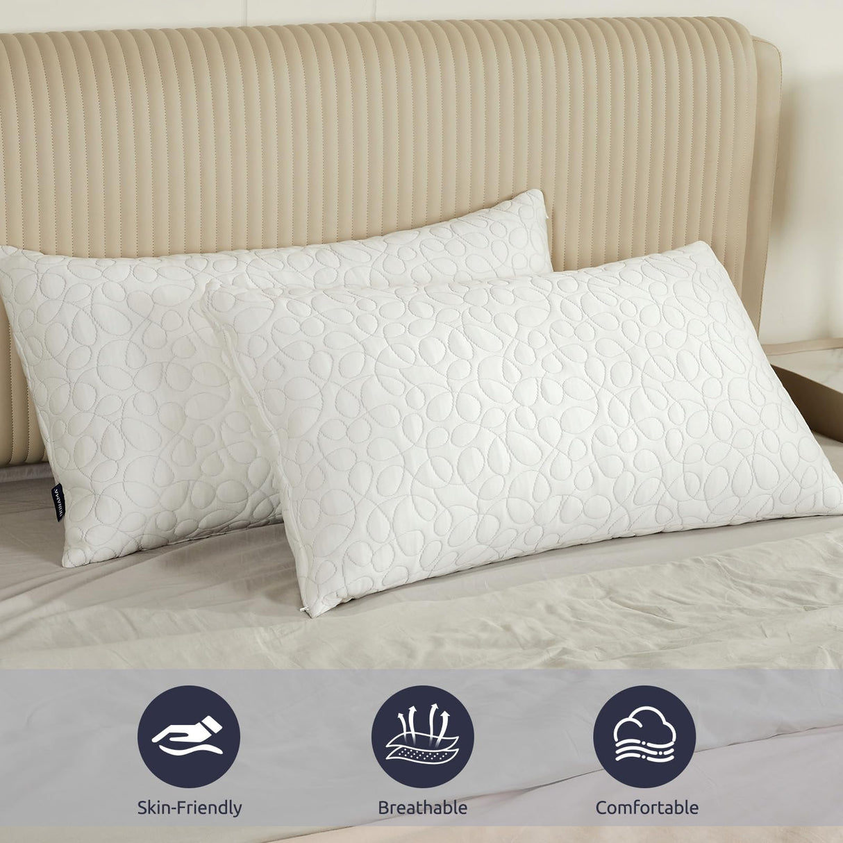 Adjustable Bed Pillows for Sleeping, Shredded Memory Foam Pillows with 200g Extra Filling
