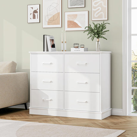 White Dresser 6 Drawer Dresser, White Chest of Drawers Modern Dresser