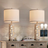 Set of 2 Table Lamps with Night Light, 28" Farmhouse Table Lamp