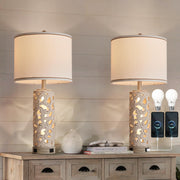 Set of 2 Table Lamps with Night Light, 28" Farmhouse Table Lamp