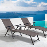Chair Outdoor Set of 2, Folding Patio Recliner Chair with Adjustable Reclining Back &