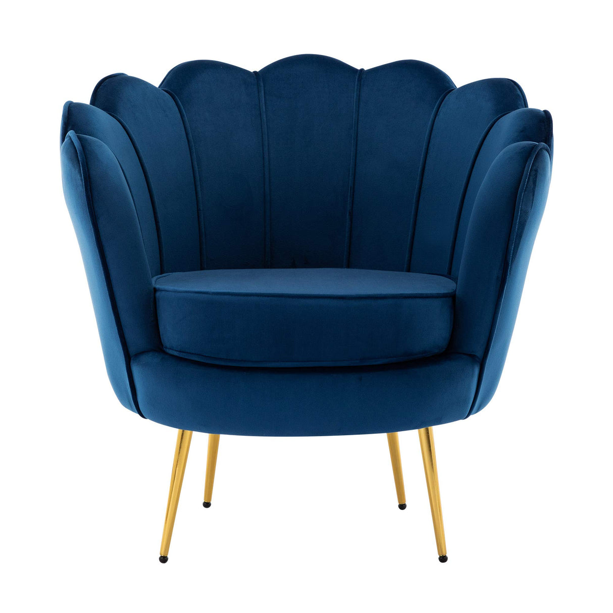 Mid Century Modern Upholstered Accent Chair,Retro Leisure Velvet Single Sofa with Golden Metal Legs for Living Room/Bedroom(Navy Blue)