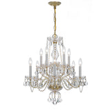 10 Light Clear Italian Crystal Polished Brass Chandelier