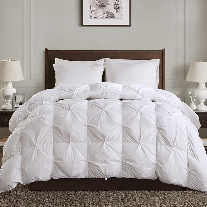 Heavyweight Down Feather Fibers Comforter King Size - Ultra-Soft Luxury High Fill-Power Hotel-Style Thicker