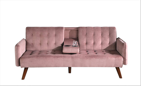 Velvet Round Arm Sofa Sofabed, Rose