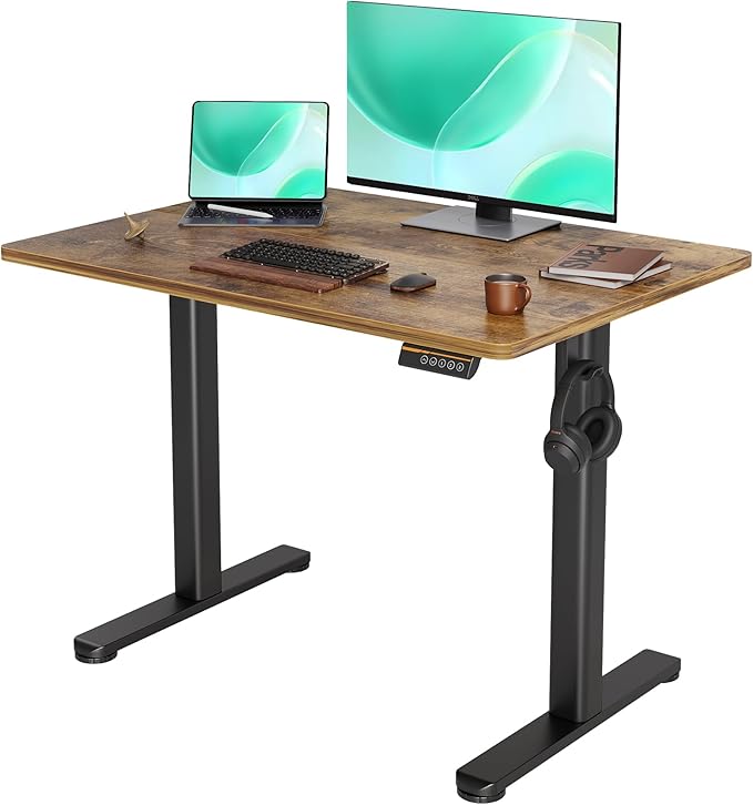 Electric Standing Desk, Adjustable Height Stand up Desk, 48x24 Inches Sit Stand Home Office Desk with Splice Board,White Top