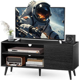 55 Inch TV, Retro Brown Wood Television Stand 1 Cabinet Modern Entertainment Center