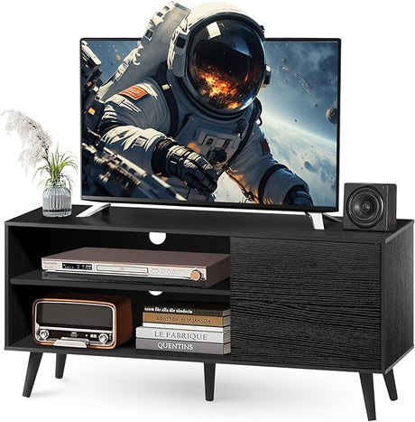 Stand for 55 60 Inch TV, Retro Brown Wood Television Stand 2 Cabinet Modern Entertainment Center with Storage for Bedroom, Living Room, Office Furniture