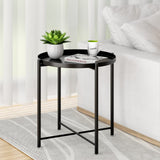 Metal Tray End Table, Round Accent Coffee Side Table