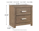 Culverbach Modern 2 Drawer Nightstand with 2 USB Charging Stations, 24.37" Tall, Weathered Gray
