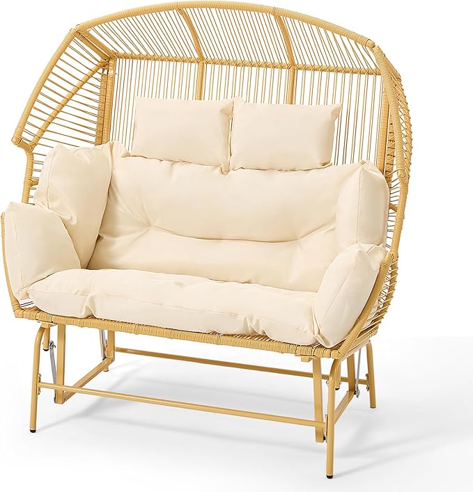 Patio Double Egg Chair, Indoor Outdoor Oversized Loveseat