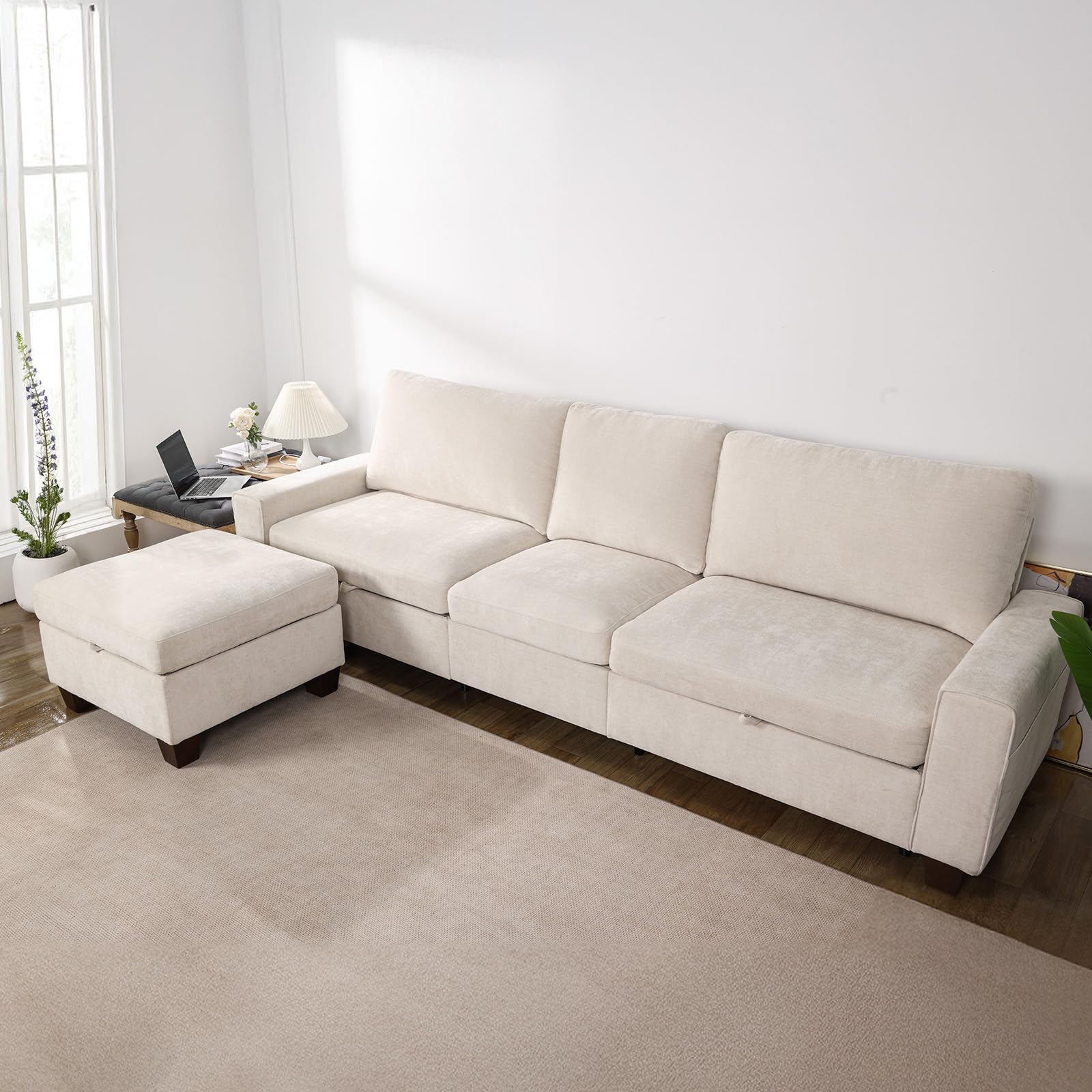 112“ Convertible Storage Sectional Sofa,L Shaped Couch