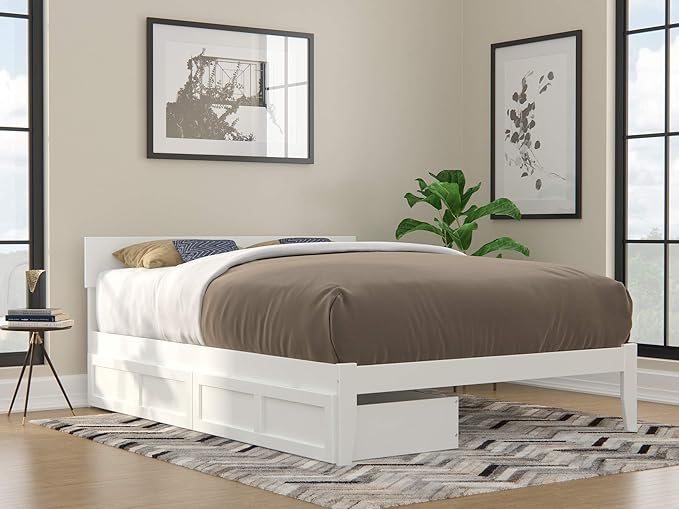with Underbed Drawers, White