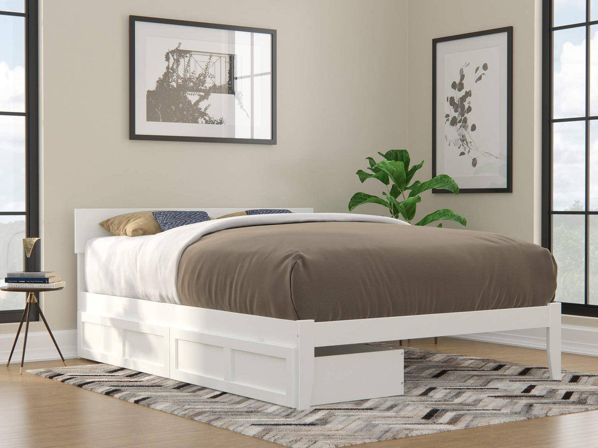 with Underbed Drawers, White