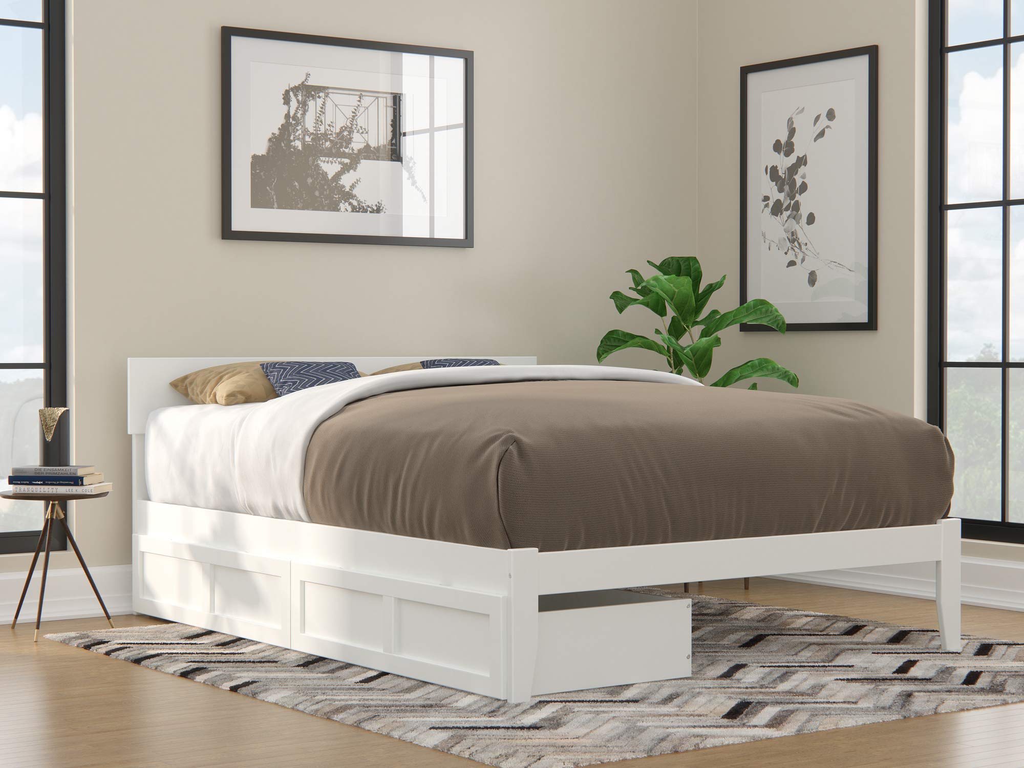 with Underbed Drawers, White