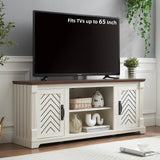 Farmhouse TV Stand for 65+ Inch TV, 25" Tall Entertainment Center with Barn Door